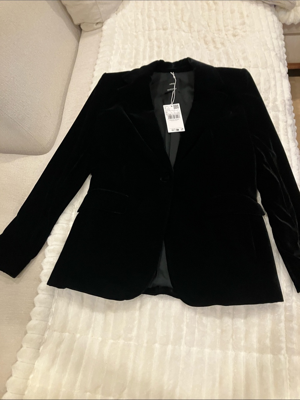 Mango Black Velvet Women's Blazer